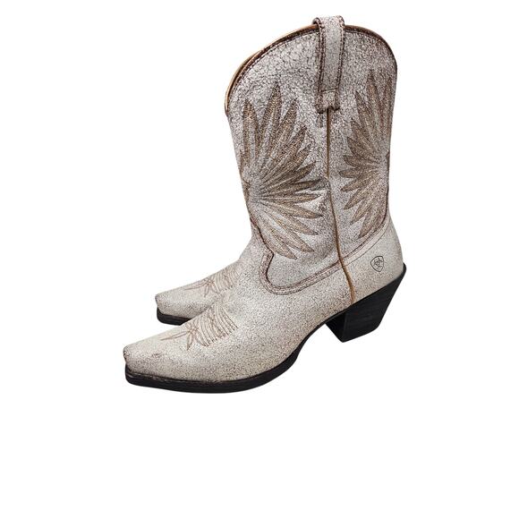 NEW Ariat 12 Goldie Distressed White Cowgirl Boot Western Leather Rodeo Boho - Picture 5 of 5